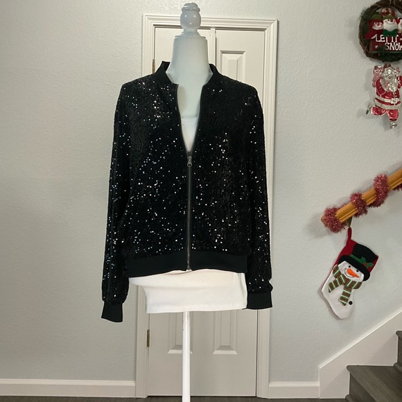 Cable & Gauge Shimmery Lightweight Bomber Jacket - Picture 1 of 14